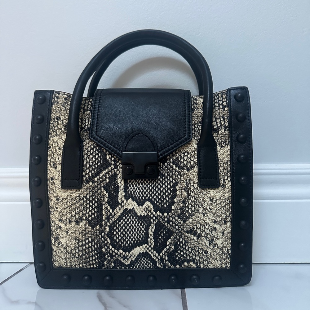 Loeffler Randall Black and Cream Satchel